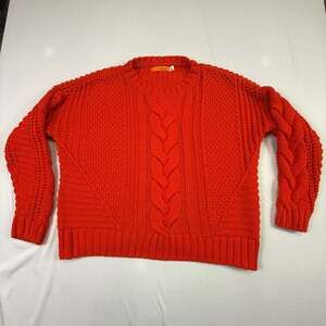 One A Orange Chunky Cable Knit Sweater Size M